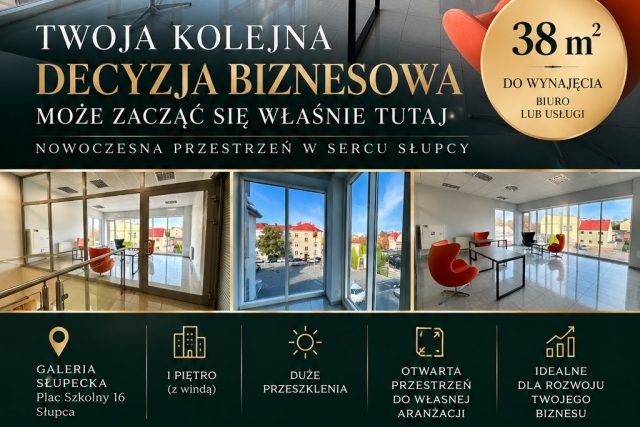 38 m² nowoczesnej przestrzeni biurowo-usługowej w Galerii Słupeckiej przy Placu Szkolnym 16 w Słupcy